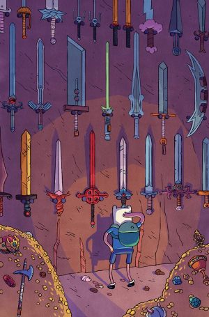 Finn d'Adventure Time qui regarde des épée